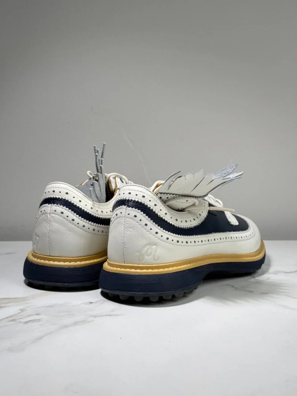 Adidas x Malbon MC87 Spikeless Leather Golf Shoes, US Mens 7, White Navy